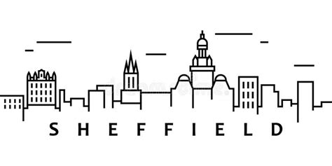 Sheffield City Skyline Silhouette Vector Logo Illustration Stock Vector