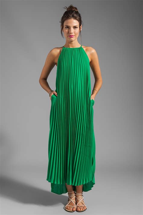 Line And Dot Pleated Maxi Dress In India Green Revolve