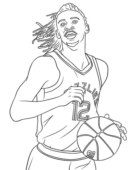 Ja Morant coloring page NBA basketball