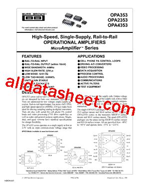 OPA2353UA Datasheet PDF Texas Instruments