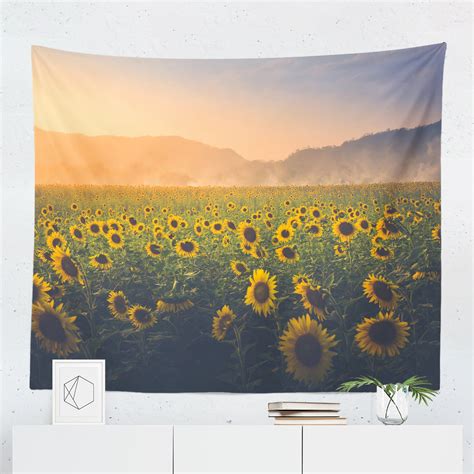 Sunflower Tapestry Sunflower Wall Hanging Sunflower Wall Etsy