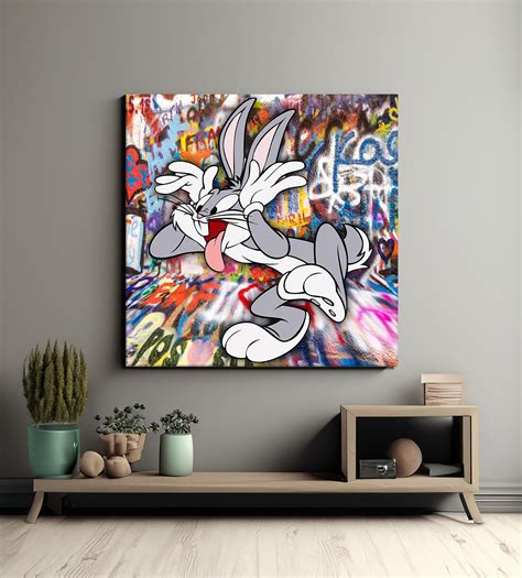 Graffiti Funny Bugs Bunny Pop Art Canvas Print Banksy Art Bugs Bunny