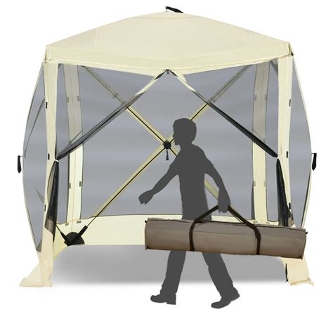 Outsunny 7x7ft Pop Up Camping Canopy Gazebo Screen Shelter Tent With