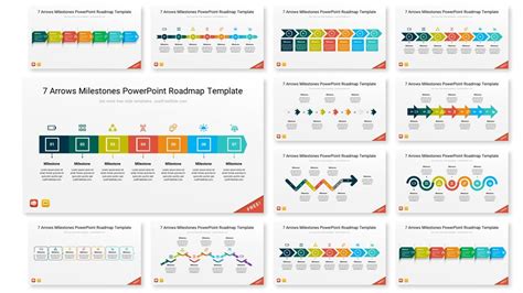 7 Arrows Milestones Powerpoint Template Free Download 11 Slides