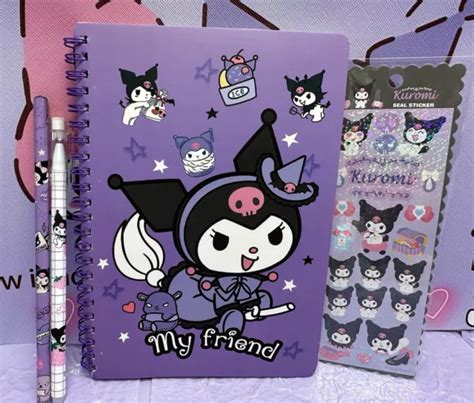 Kuromi Goth Girl Sanrio A5 Notebook Gel Pen Stickers Pencil Bundle Cute