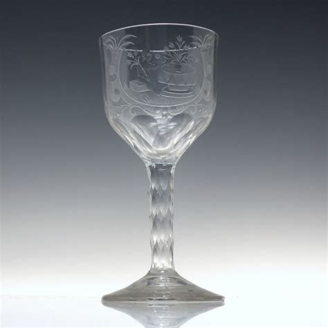 Large 18th Century Engraved Facet Cut Glass Goblet C1790 Dm Wine Glasses Exhibit Antiques