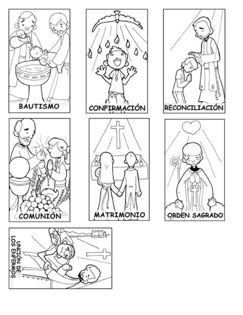 7 Sacramentos A Color Y Para Colorear Pdf