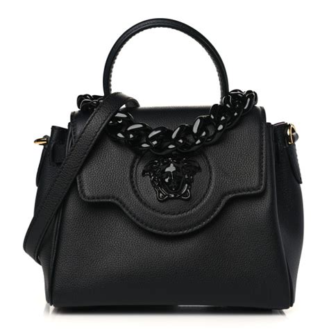 Versace Grained Calfskin Small La Medusa Bag Black Lilac 1227773