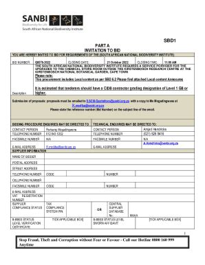 Fillable Online Sbd1 Part A Invitation To Bid Fax Email Print PdfFiller