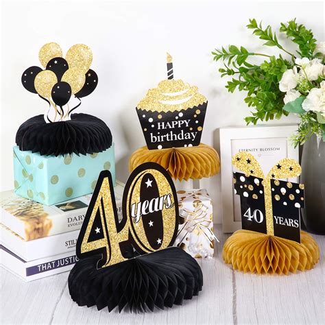 8 Pieces 40th Birthday Honeycomb Centerpieces Happy 40th Birthday