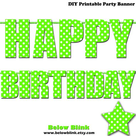 Happy Birthday Banner Printable Green