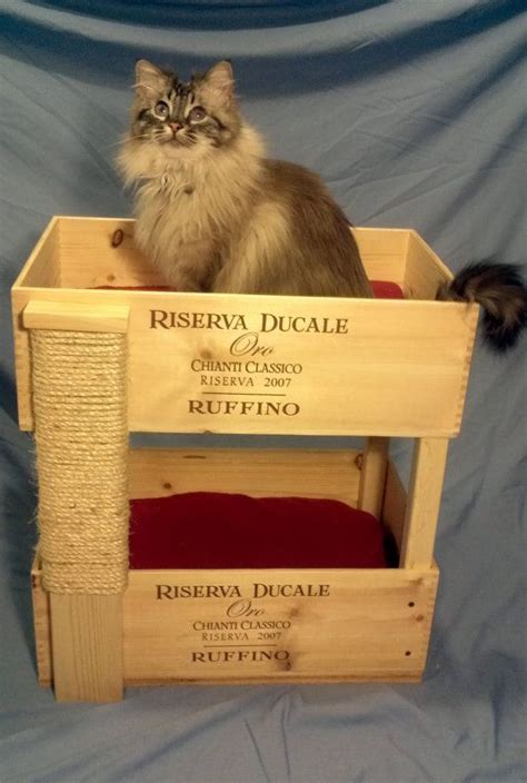 The Bunk Bed Wine Crate Cat Condo With Scratcher Etsy Wine Crate