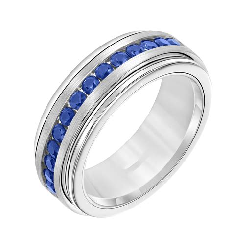 White Tungsten Carbide Ring With Blue Sapphires Kranichs Inc