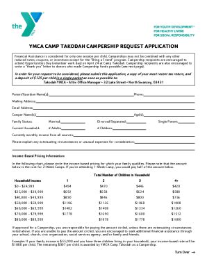 Fillable Online Ymca Camp Takodah Campership Request Fax Email