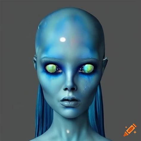 Image Of An Alien Woman With Blue Skin And Opal Like Eyes On Craiyon