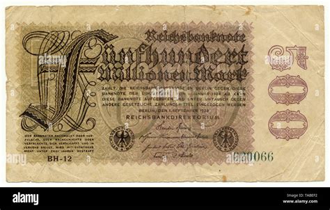 Front Of Reichsbank Banknote Vorderseite Einer Banknote Reichsbanknote