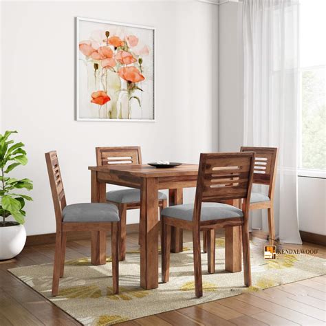 Kendalwood Furniture Solid Wood Dining Table With 4 Chairs 4 Seater