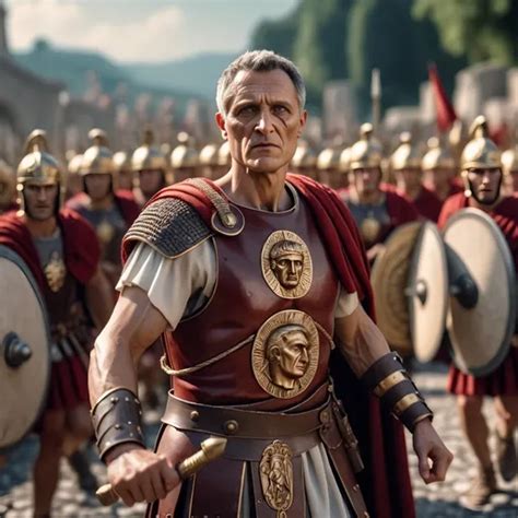 Roman Centurion Leading A Legion Marching Through C