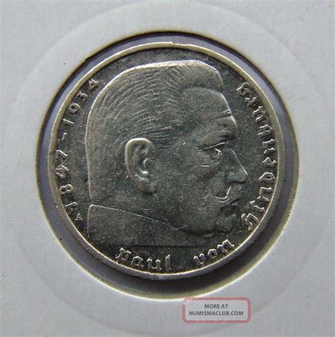 Germany Third Reich A Berlin Reichsmark Silver Swastika Km