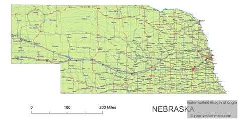 Nebraska state route network map. Nebraska highways map. Cities of ...