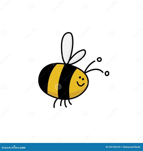 Cute Bee Cartoon Vector Illustration On White Background Stock Vector