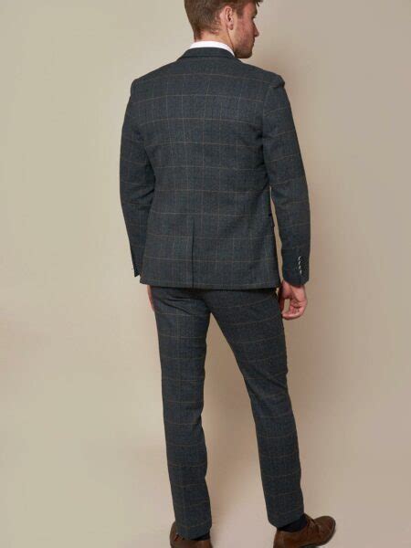 Abbot Blue Tweed Check Three Piece Suit Suits Distributors Cork