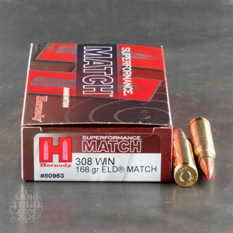 308 Winchester 7 62x51 Ammunition For Sale Hornady 168 Grain Eld Match 200 Rounds