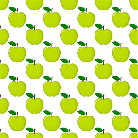 Premium Vector Green Apple Seamless Pattern And Slices Fruit Summer