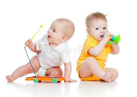 Funny Boys with Musical Toys Stock Photo - Image of little, expression ...