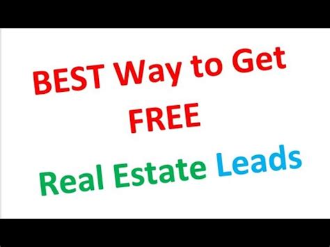 Best Way To Get Free Real Estate Leads Youtube