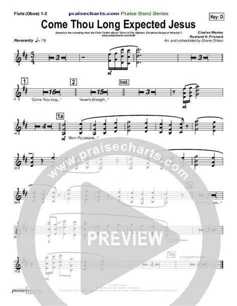 Come Thou Long Expected Jesus Flute Oboe Sheet Music PDF Chris Tomlin