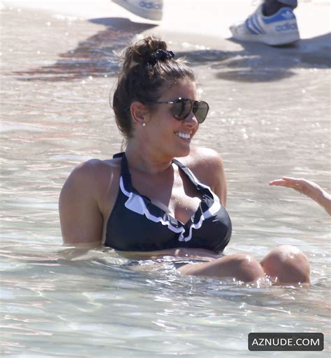 Rebekah Vardy Sexy In A Black And White Striped Bikini In Ibiza AZNude