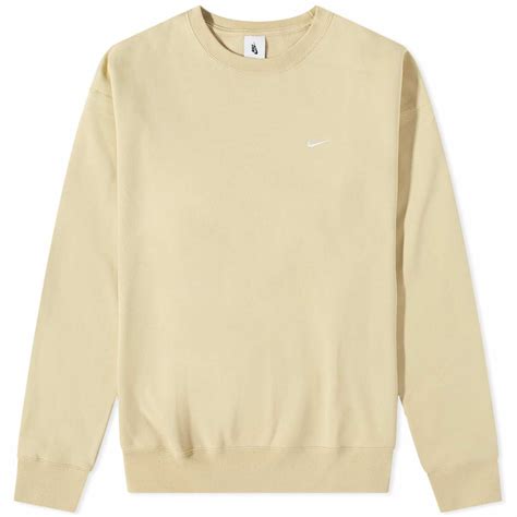Nike Mens Solo Swoosh Fleece Crew Sweat In Team Goldwhite Nike
