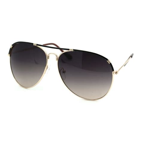 Luxury Flat Top Officer Style Cop Metal Rim Sunglasses Gold Black Smoke