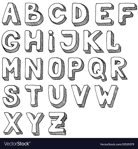 Hand Drawn Set Abc Letters Free Hand Alphabet Vector Image