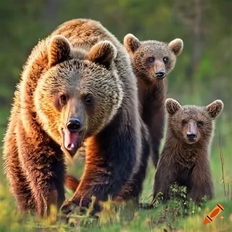 Mother Bear Protecting Her Cubs On Craiyon