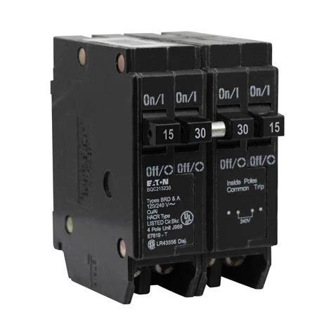 Eaton Br 1 15 Amp 2 Pole And 1 30 Amp 2 Pole Bqc Common Trip Quad Circuit Breaker Bqc215230