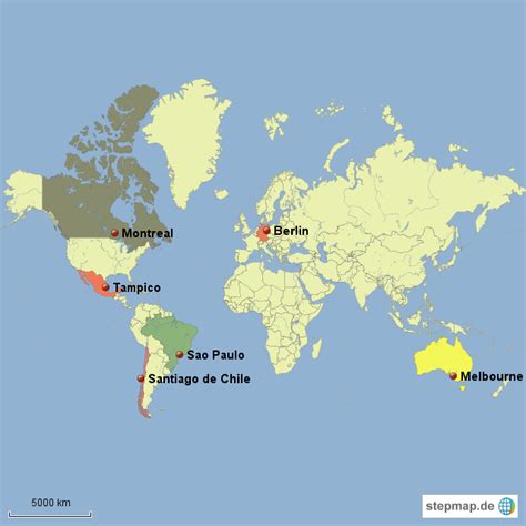 StepMap Standorte Landkarte für Welt