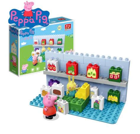 New Genuine Peppe Pig Go Shopping Building Blocks Set Of Pieces