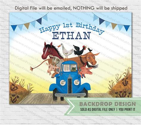 Little Blue Truck Birthday Backdrop // DIGITAL FILE Only // Little Blue ...