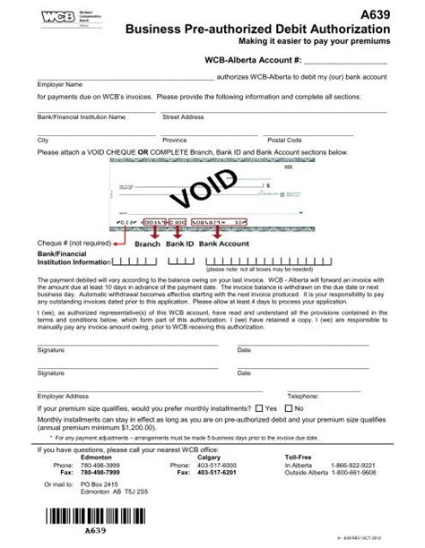 Pre Authorized Debit Plan Form Workers Compensation Board