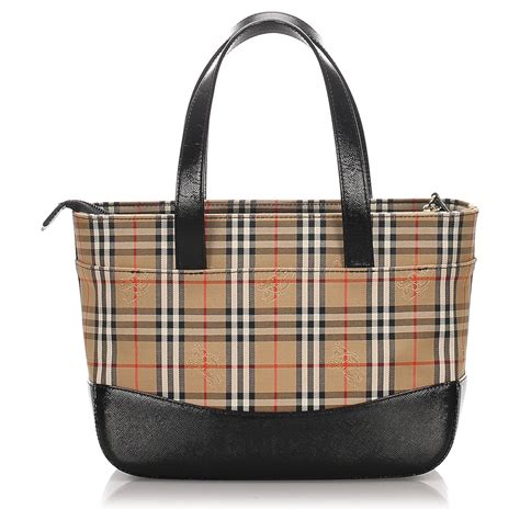 Burberry Sac Cabas En Toile Carreaux Haymarket Cuir Veau Fa On