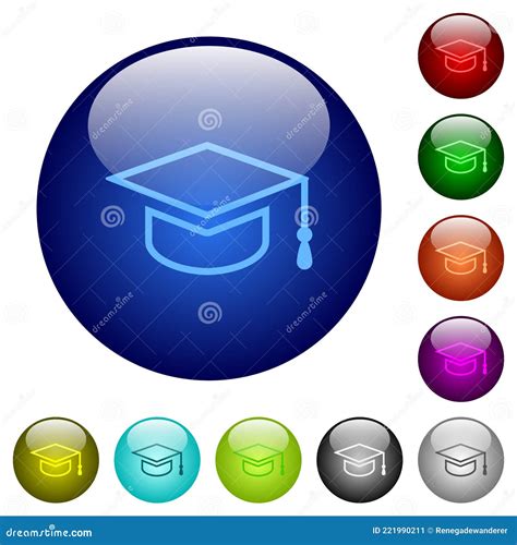 Graduation Cap Color Glass Buttons Royalty Free Stock Photo
