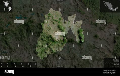 México State Of Mexico Satellite Imagery Shape Presented Against Its