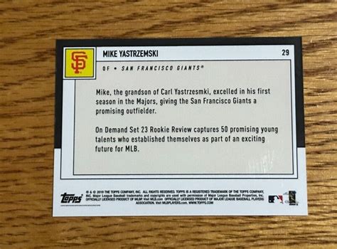 2019 Topps On Demand Rookie Review 29 Mike Yastrzemski 861 RC For