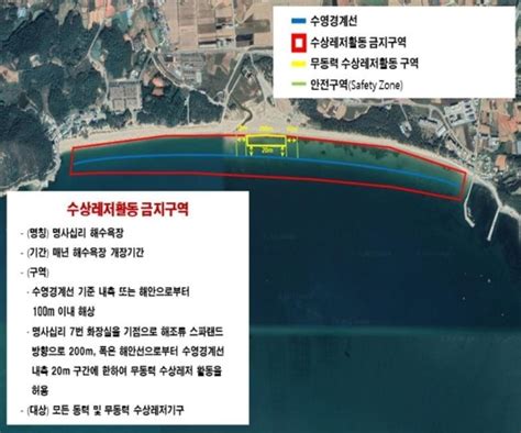 완도해경 명사십리 수상레저활동 금지구역 고시 일부 개정