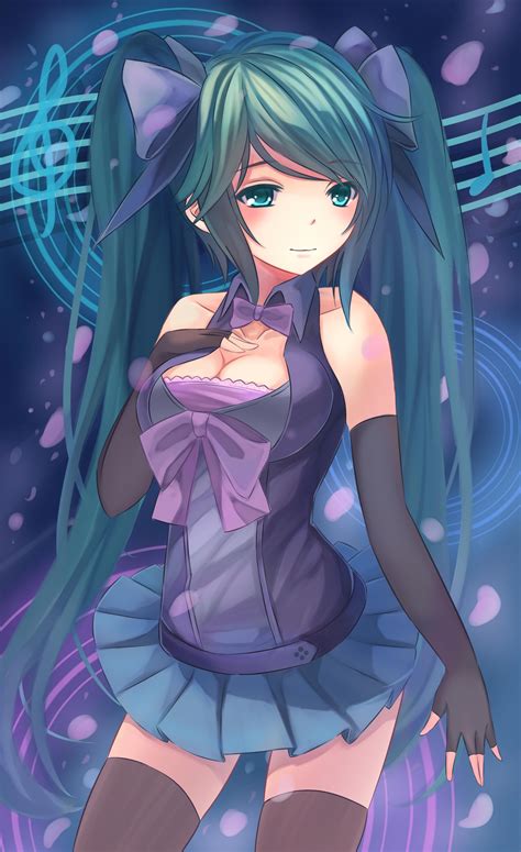 Wallpaper Ilustrasi Rambut Panjang Gadis Anime Stoking Gambar Kartun Vocaloid Hatsune