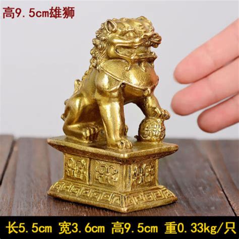 A Pair Feng Shui Chinese Bronze Lion Statue Copper Evil Guardian Door