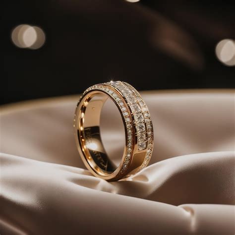 Premium Photo Luxury Gold Wedding Ring With Diamonds