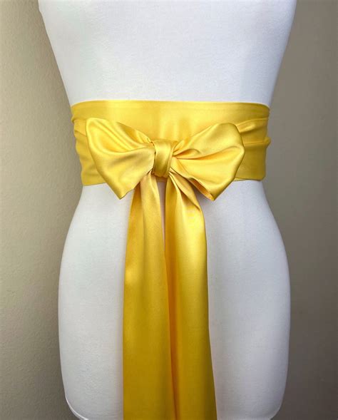 Sunny Yellow Satin Sash Extra Long Yellow Sash Wide Yellow Dress Sash